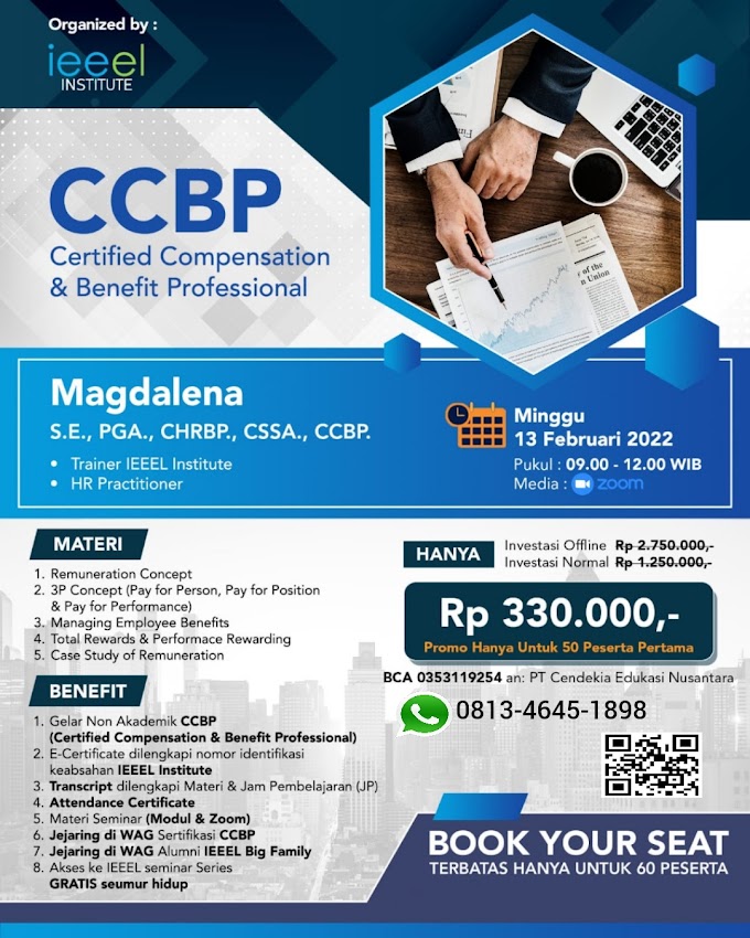 WA.0813-4645-1898 | Certified Compensation And Benefit Professional (CCBP) 13 Februari 2022