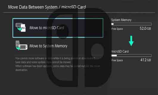 كيفية نقل البيانات من وحدة التخزين الداخلية Nintendo Switch إلى microSD.