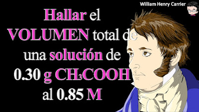 Calcular el volumen en mililitros de una solución total preparada con 0.85 g de ácido acético (CH3COOH) que se encuentra al 0.30 molar.