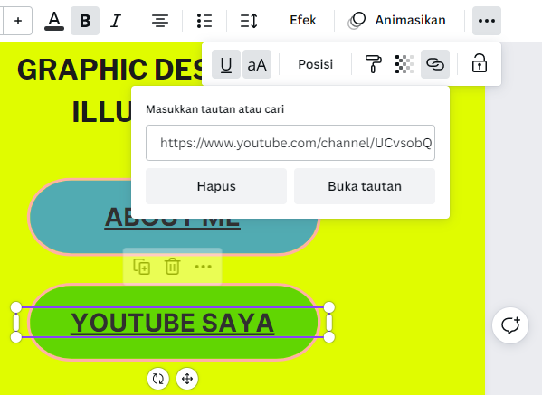 Cara Memasukkan Tautan di untuk Mini Website Canva