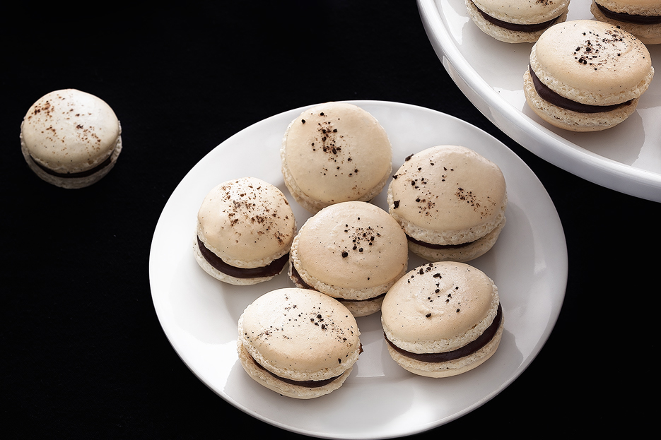 Macarons with dark chocolate buttercream