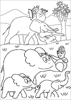Barbapapa family with elephants coloring page