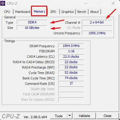 برنامج لمعرفة نوع الرامات في الجهاز CPU-Z
