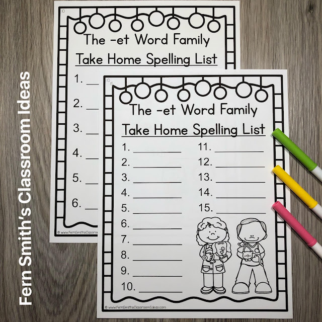 Click Here to Download The New & Improved -et Word Family Spelling Unit to Use in Your Classroom Today!