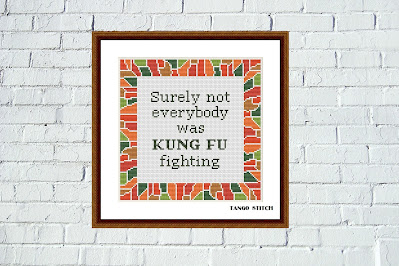 Kung Fu fighting cute funny cross stitch embroidery