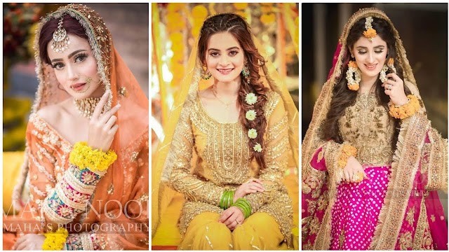 Decent & Simple Mehndi Dress Design 2021 || Traditional Pakistani Mayon Dress For Bride