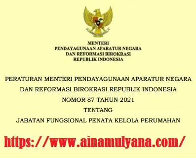 Permenpan RB Nomor 87 Tahun 2021 Tentang Jabatan Fungsional Penata Kelola Perumahan