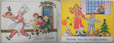 Two 1930s Christmas cards featuring children