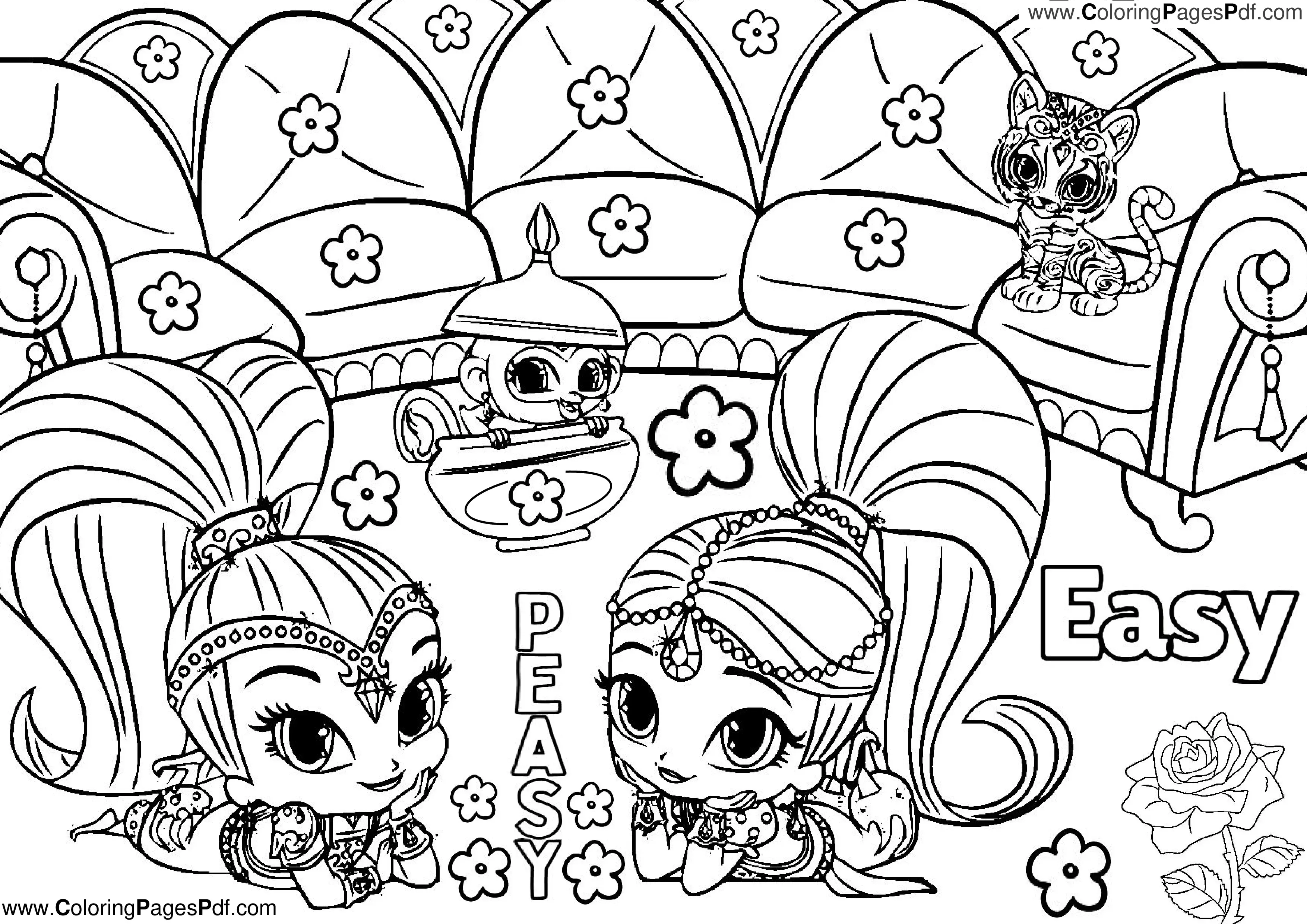 Easy shimmer and shine coloring pages
