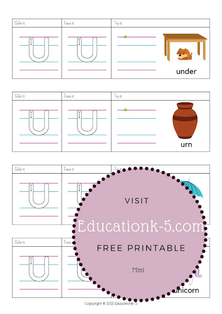 Alphabet Writing and Tracing Letter U - Z