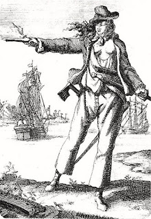 Book of Charles Johnson, written in 1724, includes the illustration of Anne Bonny as sans-culotte appearel as Lady Liberty.
