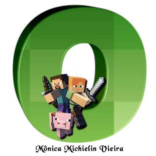 Abecedario Verde con Personajes de Minecraft.