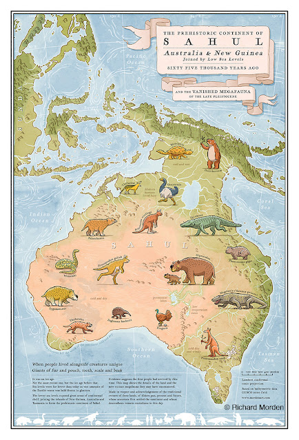 Map of Sahul and Pleistocene megafauna