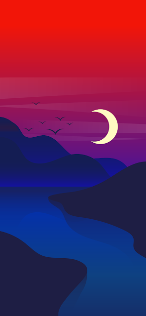 river, bird, moon, mountain, nature, vector, clean background iphone wallpaper 4k