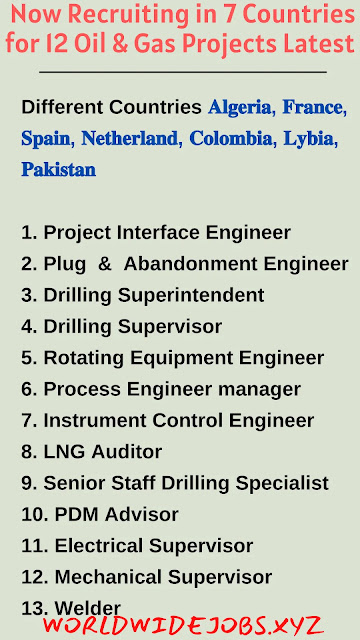 Now Recruiting in 7 Countries for 12 Oil & Gas Projects Latest