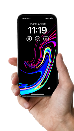 Nice Wallpaper iPhoone. Vibrant neon swirl with a spectrum of colors on a black background, creating a vivid abstract wallpaper.