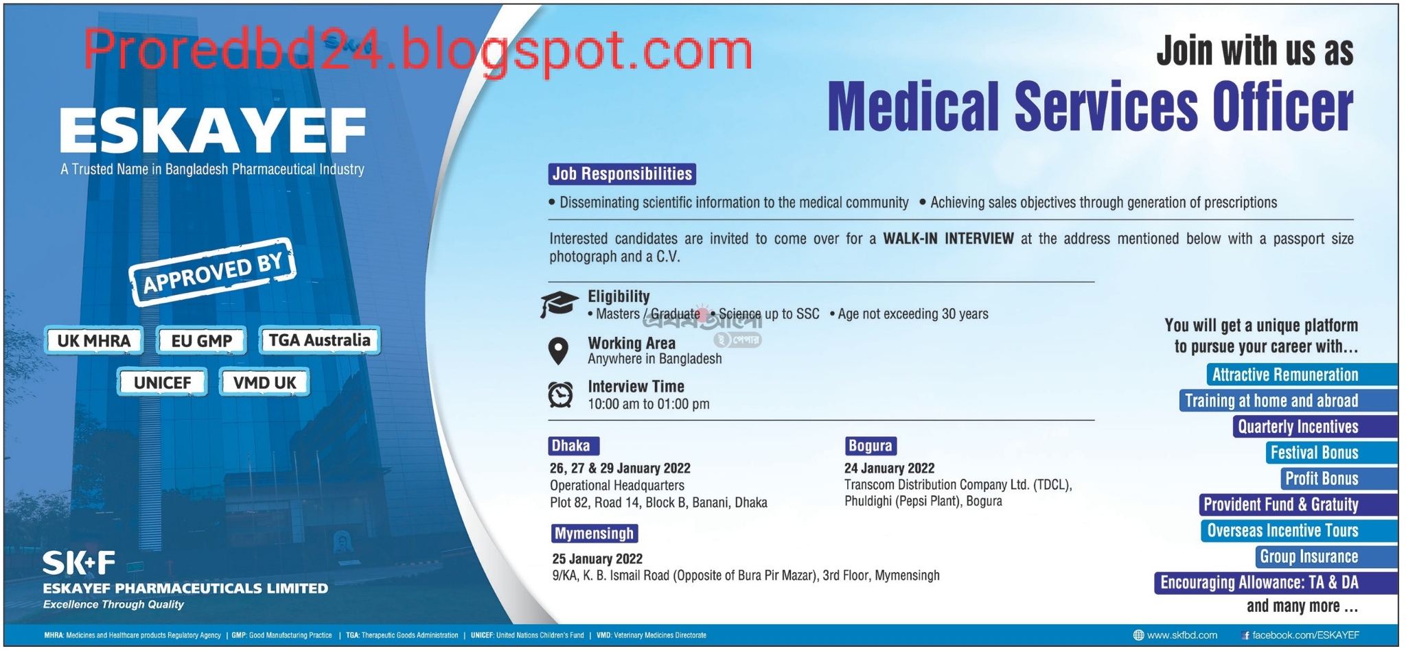 Eskayef Pharmaceuticals Job Circular SK+F all Job Circular 2022