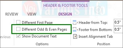 ऍम एस वर्ड 2013 में सम और विषम पेज में हैडर और फुटर कैसे इन्सर्ट करें [How to Insert Header and Footer in Even and Odd Pages in MS Word 2013]
