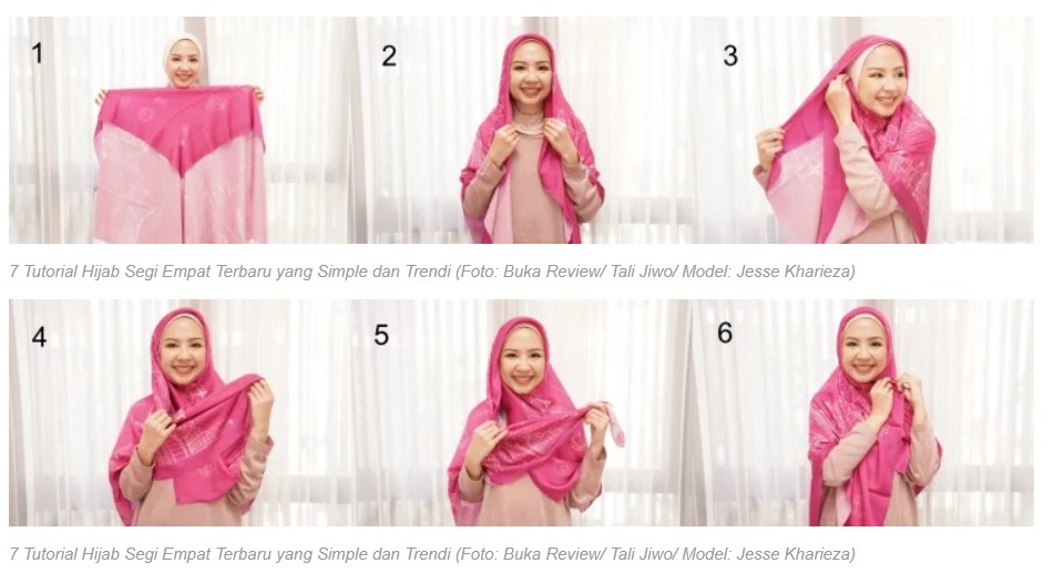 Tutorial cara memakai hijab segi empat syar'i modern