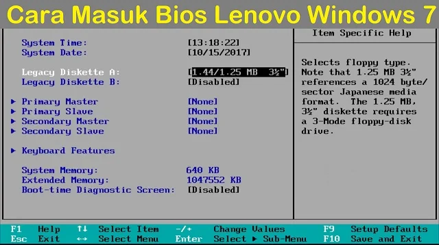 Cara Masuk Bios Lenovo Windows 7