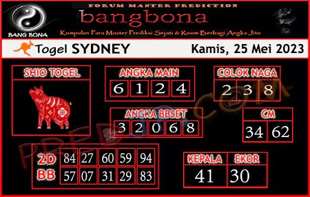 Prediksi Bang Bona Sydney Kamis 25 Mei 2023