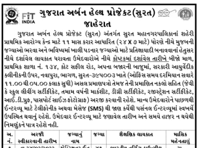 Gujarat Urban Health Project Surat Practitioner in Midwifery Recruitment 2022