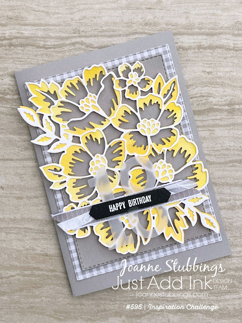 Jo's Stamping Spot - Just Add Ink Challenge #595 18th birthday card using Many Layered Blossoms Dies by Stampin' Up!