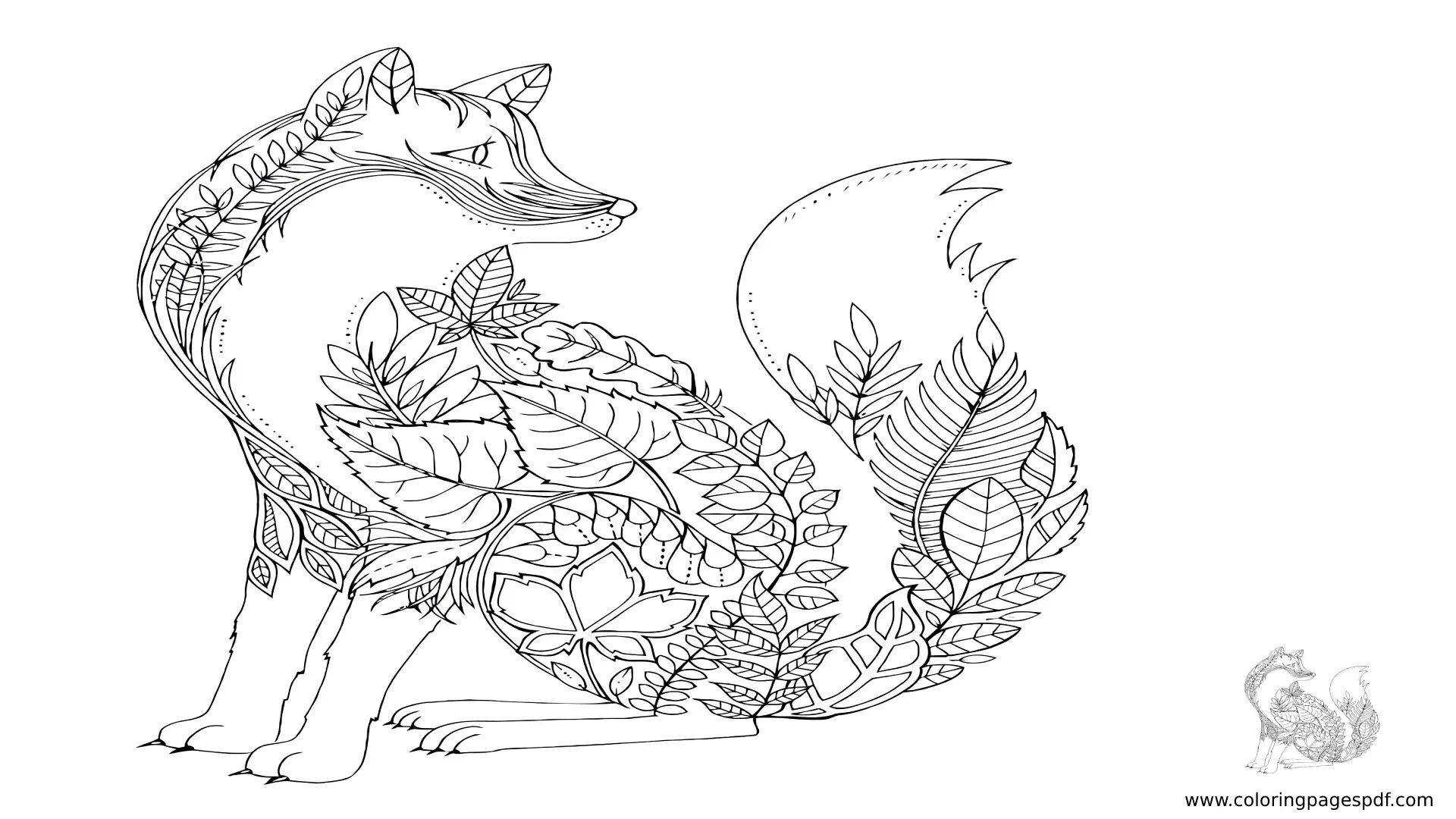 Coloring Pages Of A Fox Looking Away Mandala
