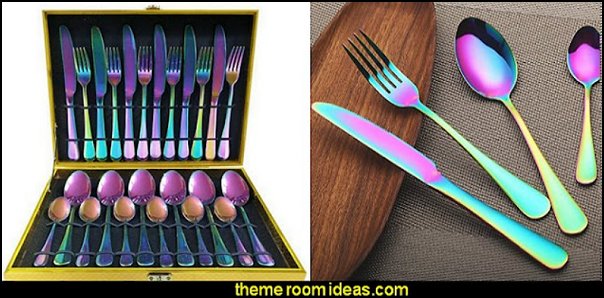 Rainbow Flatware  kitchen accessories decorative kitchen items dining decor tableware cute kitchen utensils