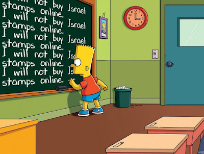Bart Simpson chalkboard Israel stamps