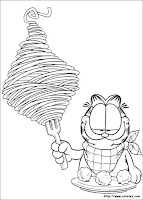 Garfield eats spaghetti coloring page