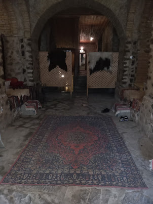 Inside Old Sheki Teahouse on ground floor of Lower caravanserai in Sheki.