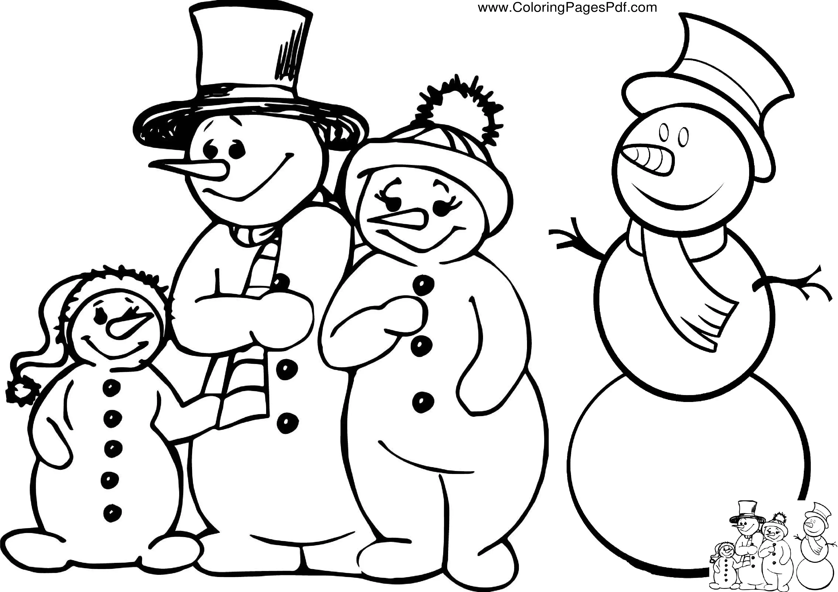 Snowman coloring pages pdf