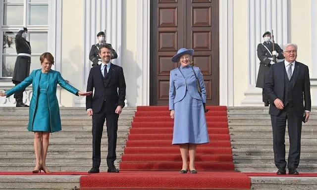 Germany’s President Frank-Walter Steinmeier and First Lady Elke Büdenbender, Crown Prince Frederik and The Queen