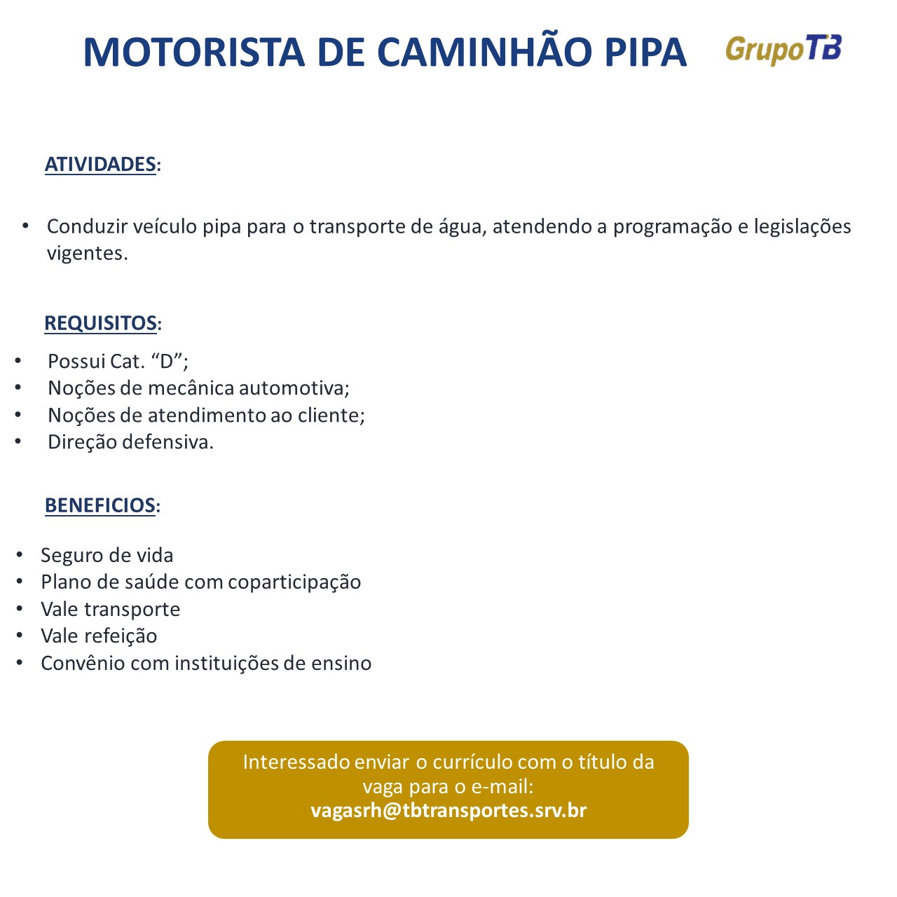 MOTORISTA DE CAMINHÃO PIPA - FORTALEZA/CE