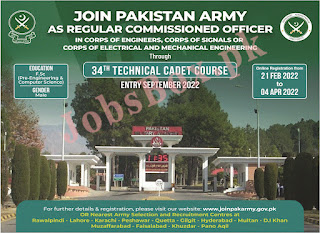 Online Registration for Pakistan Army Jobs 2022 as Regular Commissioned Officer