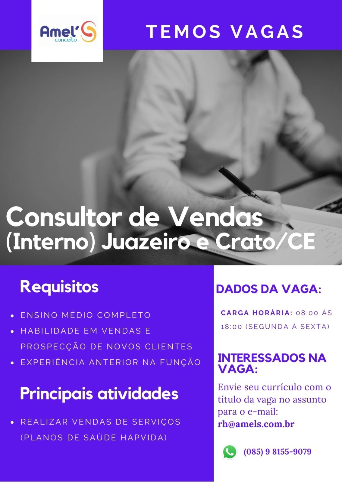 CONSULTOR(A) DE VENDAS INTERNO - JUAZEIRO/CRATO - CE