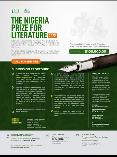 Nigeria Prize For Literature 2022