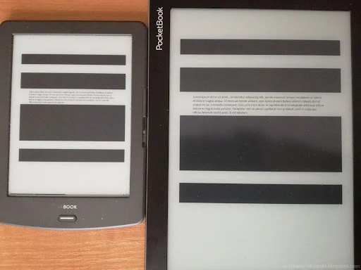 Porównanie ekranu w PocketBook InkPad Lite i sześciocalowym InkBOOK Classic 2