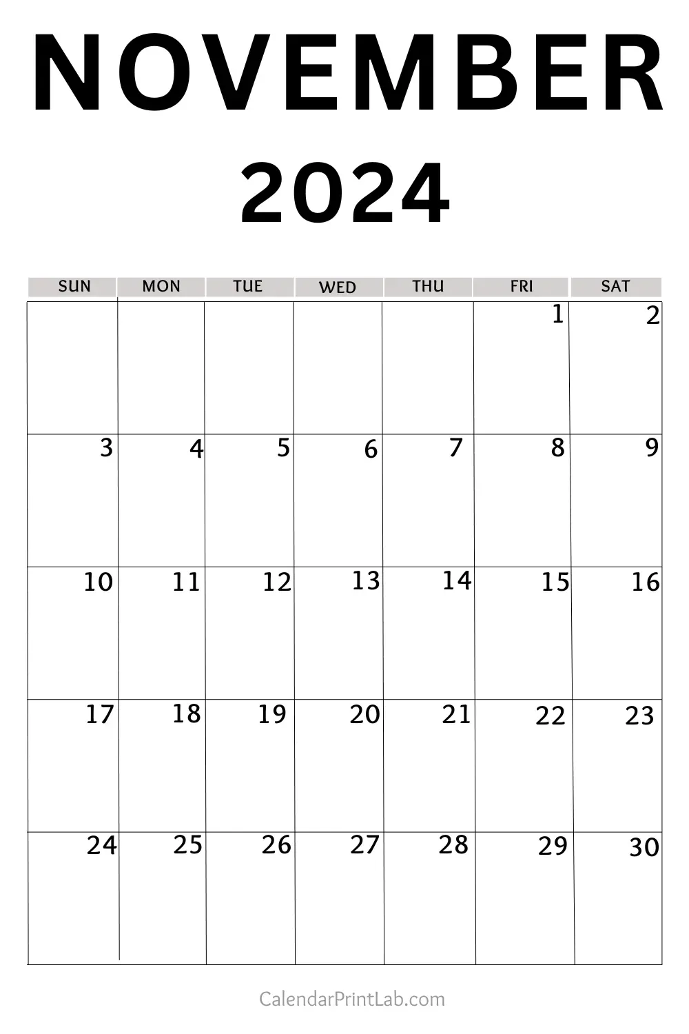 November 2024 Vertical Calendar Printable