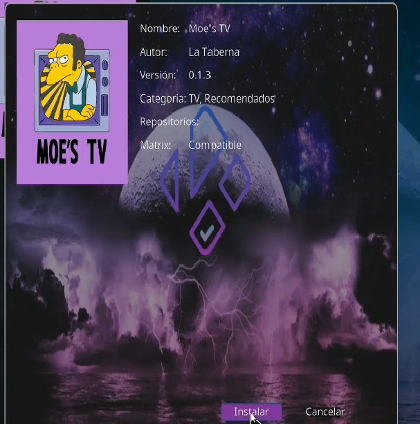 Instalar addon Moes TV en Kodi