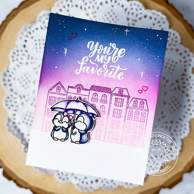 Sunny Studio Stamps: Passionate Penquin Card by Ashley Ebben (featuring Charming City)