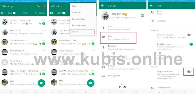 cara memindahkan arsip chat wa ke bawah