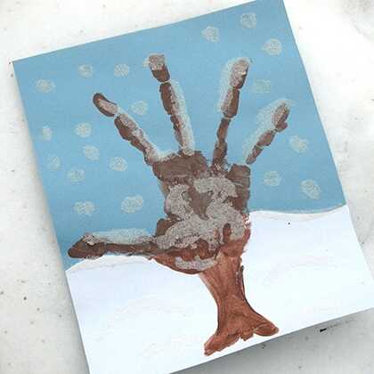 Snowy Handprint Tree