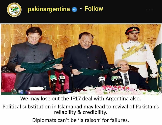 Pakistan mission in Argentina posts cryptic message on J17 fighter jet; blames Imran Khan government