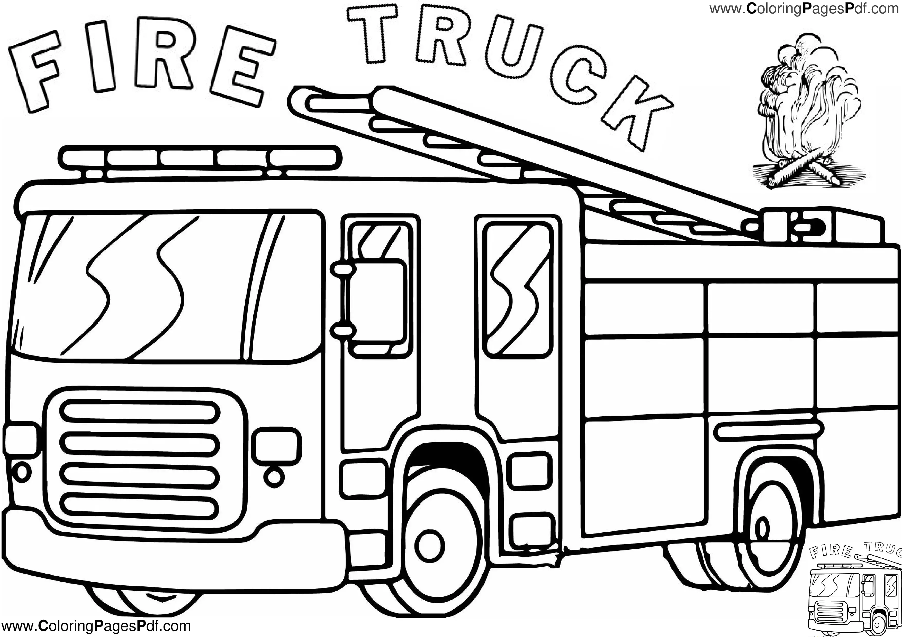 Fire truck coloring page easy