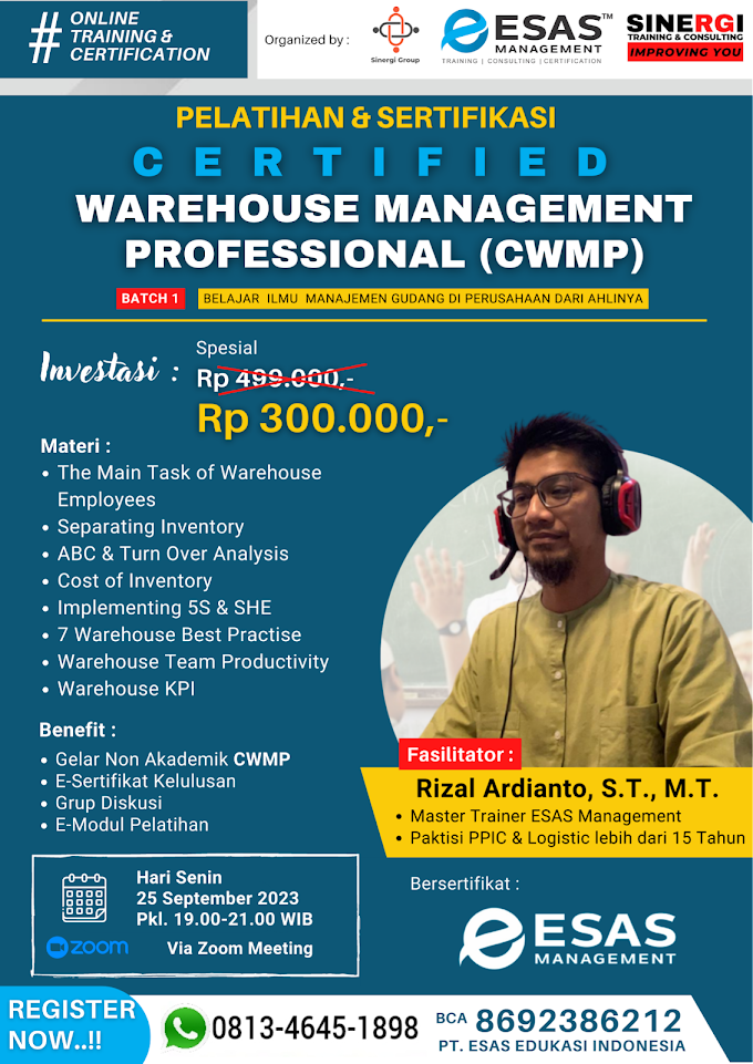 WA.0813-4645-1898 | Certified Warehouse Management Professional (CWMP) 25 September 2023