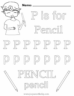 P is for Pencil worksheet