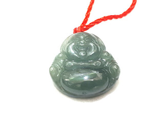 Batu Permata Liontin Natural Giok Jadeite Jade Type A Burma JDT028 Icy Green Maitreya