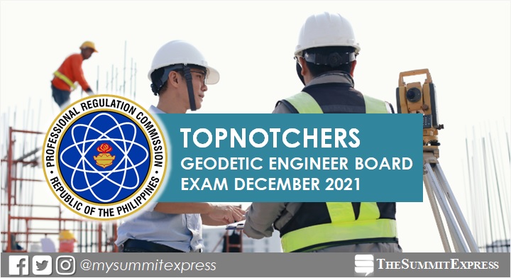RESULT: December 2021 Geodetic Engineer board exam top 10 passers